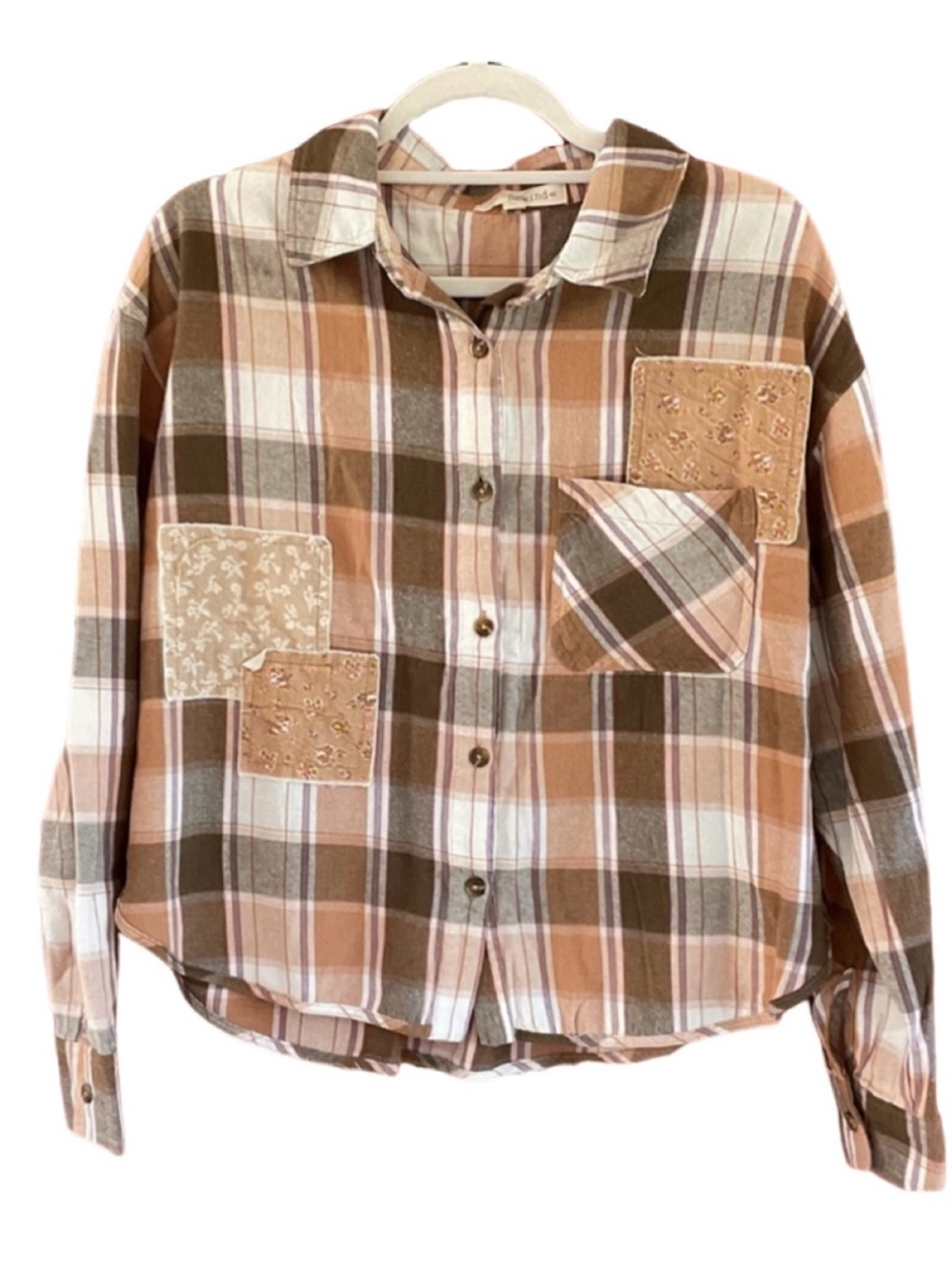 Rewind Plaid Flannel Button Down Shirt - Brown and Cream